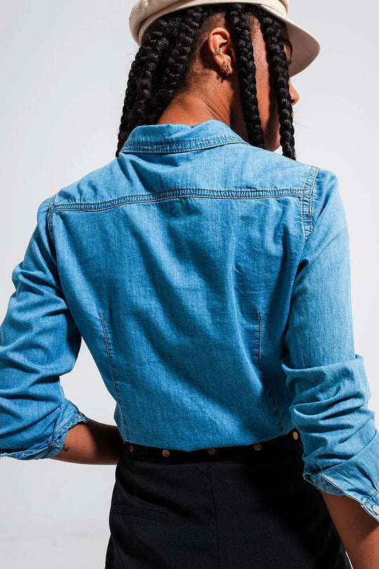 Chemise en jean Bleu moyen - Tee-Shirt