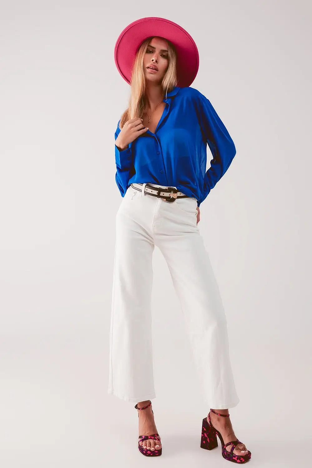 Chemise en mousseline transparente bleu - Tee-Shirt