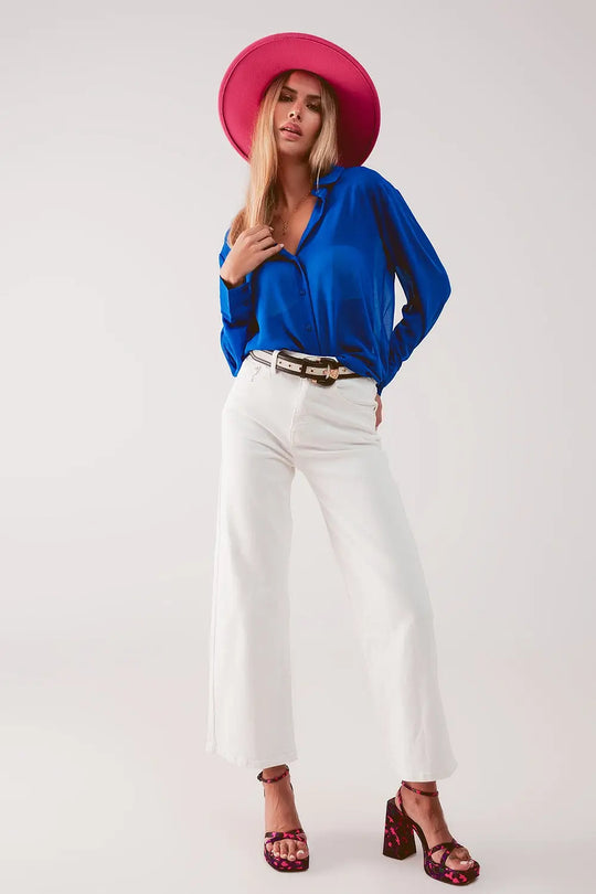 Chemise en mousseline transparente bleu - Tee-Shirt