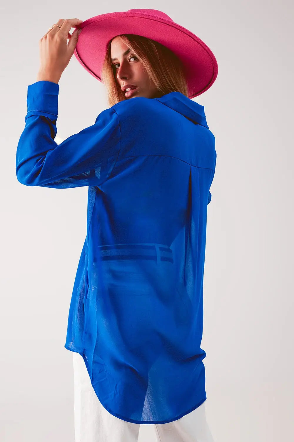 Chemise en mousseline transparente bleu - Tee-Shirt