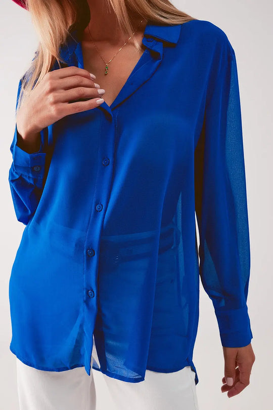 Chemise en mousseline transparente bleu - Tee-Shirt