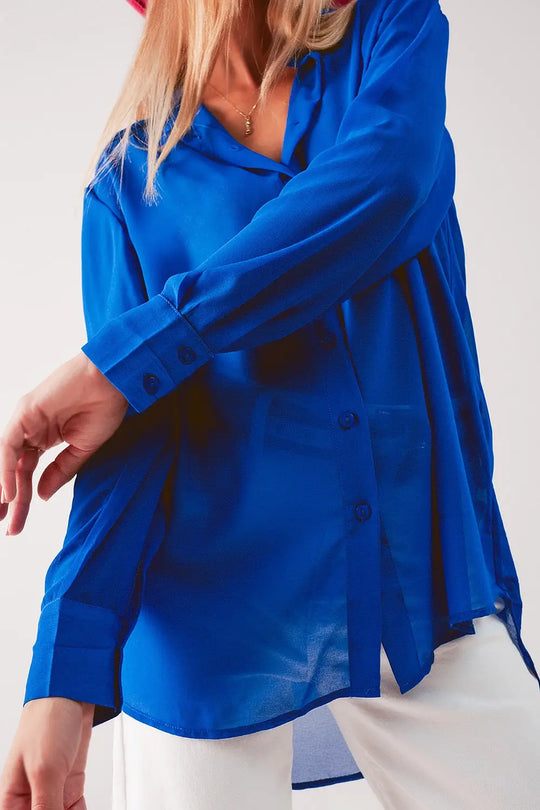Chemise en mousseline transparente bleu - Tee-Shirt