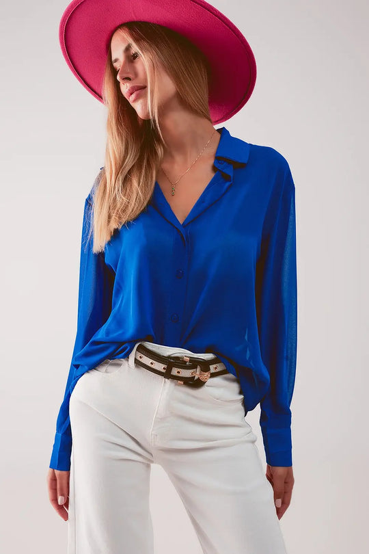 Chemise en mousseline transparente bleu - Tee-Shirt