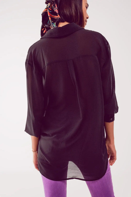 Chemise en mousseline transparente noire - Tee-Shirt