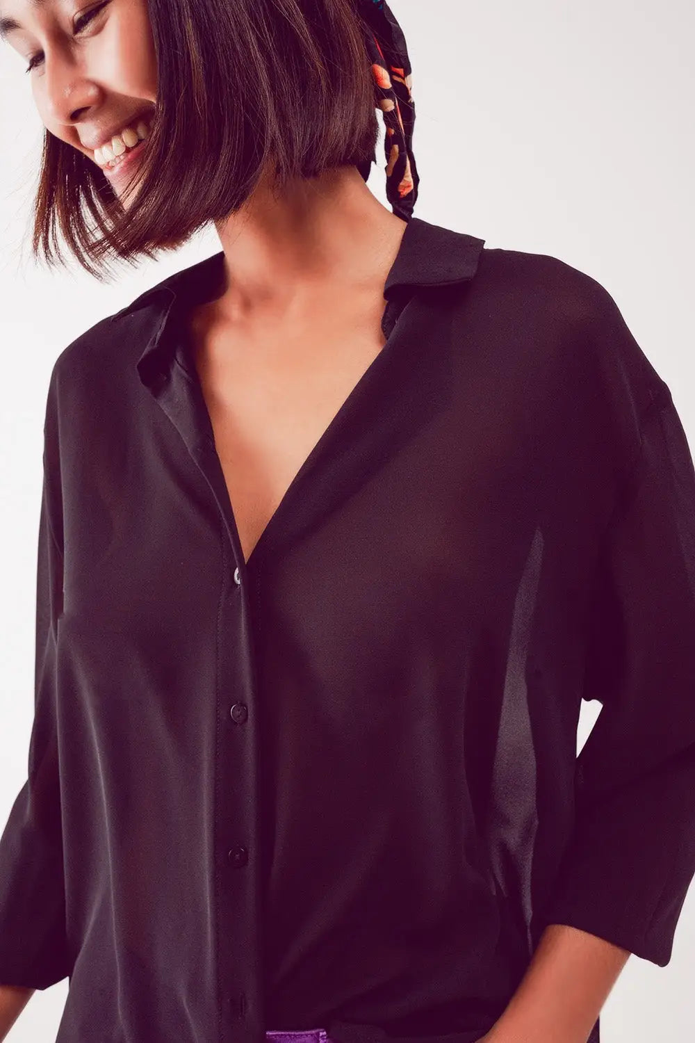 Chemise en mousseline transparente noire - Tee-Shirt