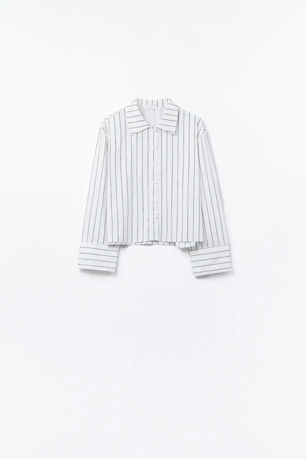 chemise en popeline blanche à rayures raccourcie - Tee-Shirt