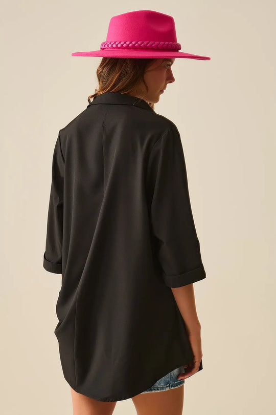 Chemise en tissu très doux et léger de couleur noire - Tee-Shirt