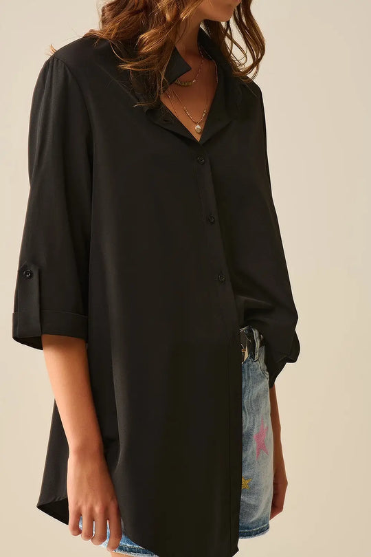 Chemise en tissu très doux et léger de couleur noire - Tee-Shirt