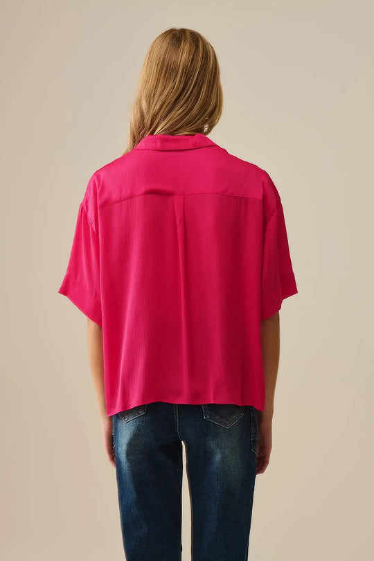 Chemise enveloppante fuchsia - Tee-Shirt