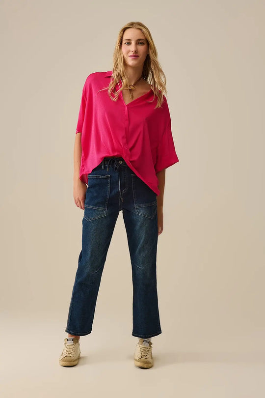 Chemise enveloppante fuchsia - Tee-Shirt