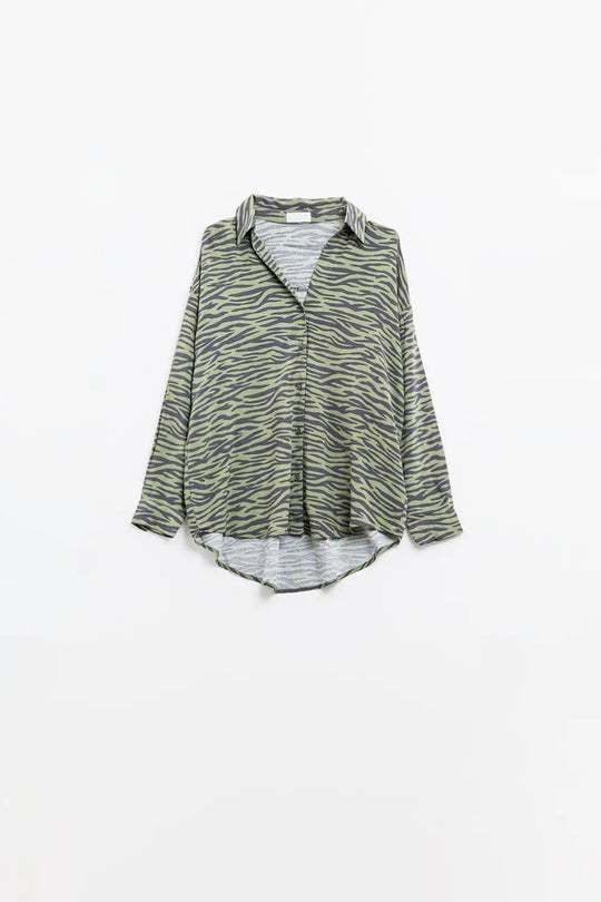 Chemise imprimée zébrée en vert - Tee-Shirt