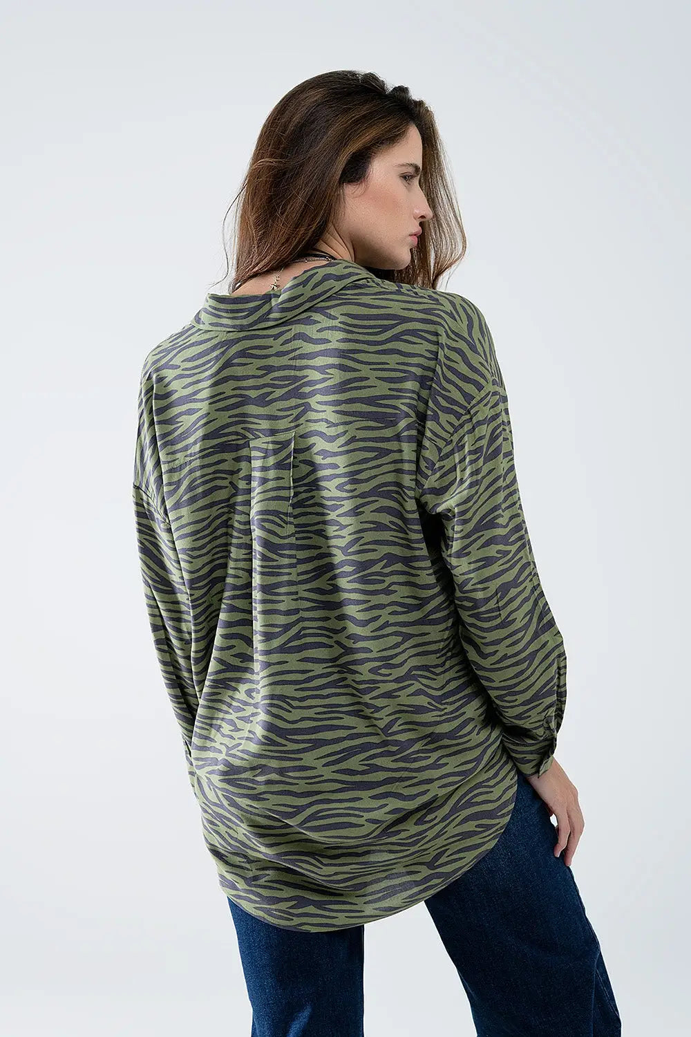 Chemise imprimée zébrée en vert - Tee-Shirt