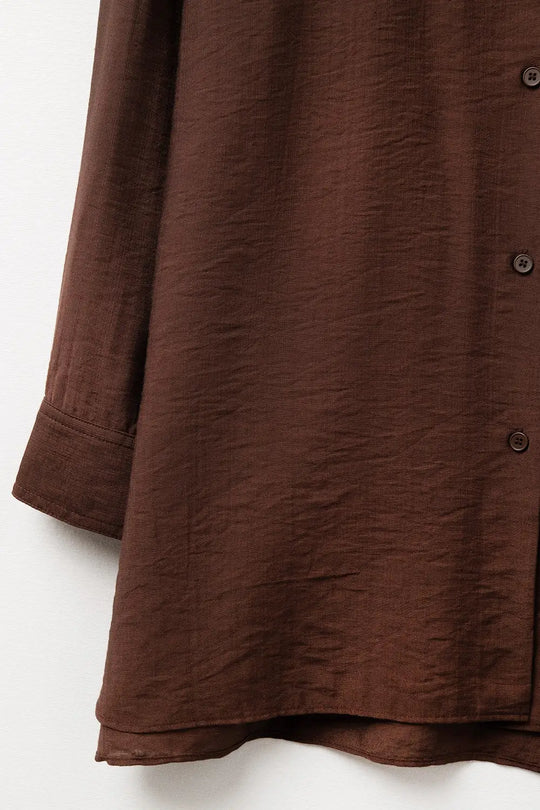Chemise marron à coupe décontractée Manches longues - Tee-Shirt