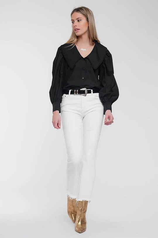 Chemise noire à col extra large - Tee-Shirt