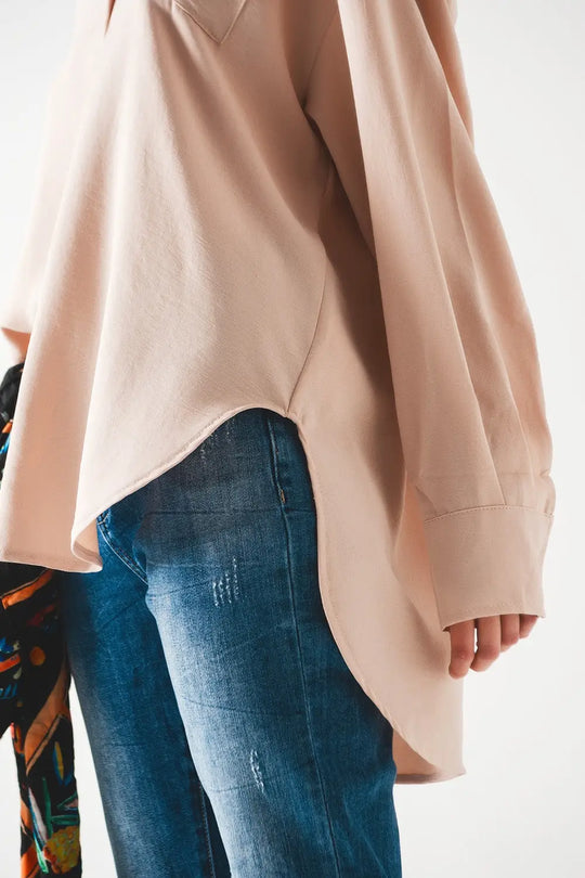 Chemise oversize à poche en beige - One Size / beige - Tee-Shirt