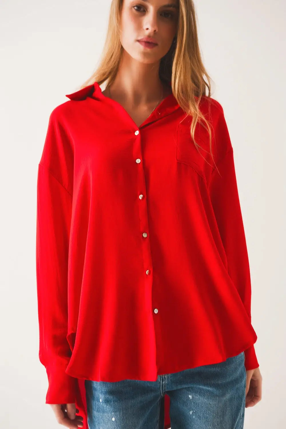 Chemise oversize à poche en rouge - One Size / rouge - Tee-Shirt