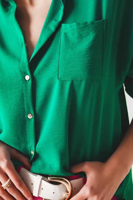 Chemise oversize à poche en vert - One Size / vert - Tee-Shirt