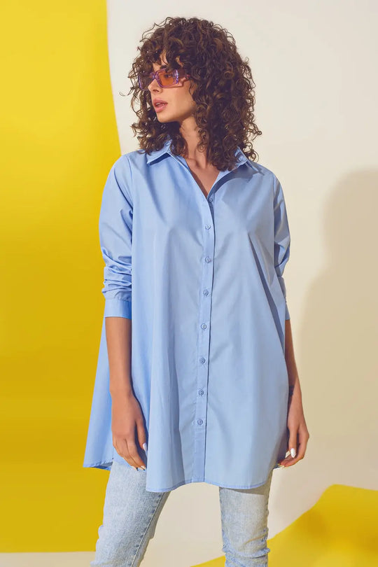 Chemise oversize bleu clair - Tee-Shirt
