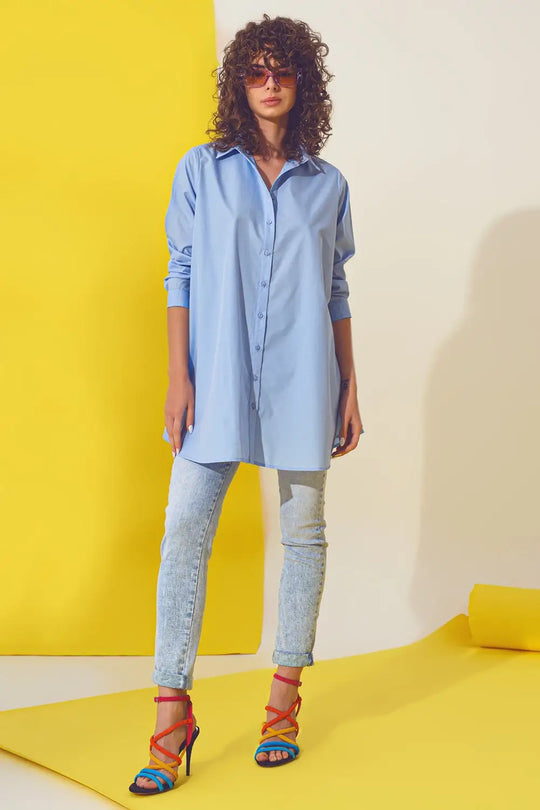 Chemise oversize bleu clair - Tee-Shirt