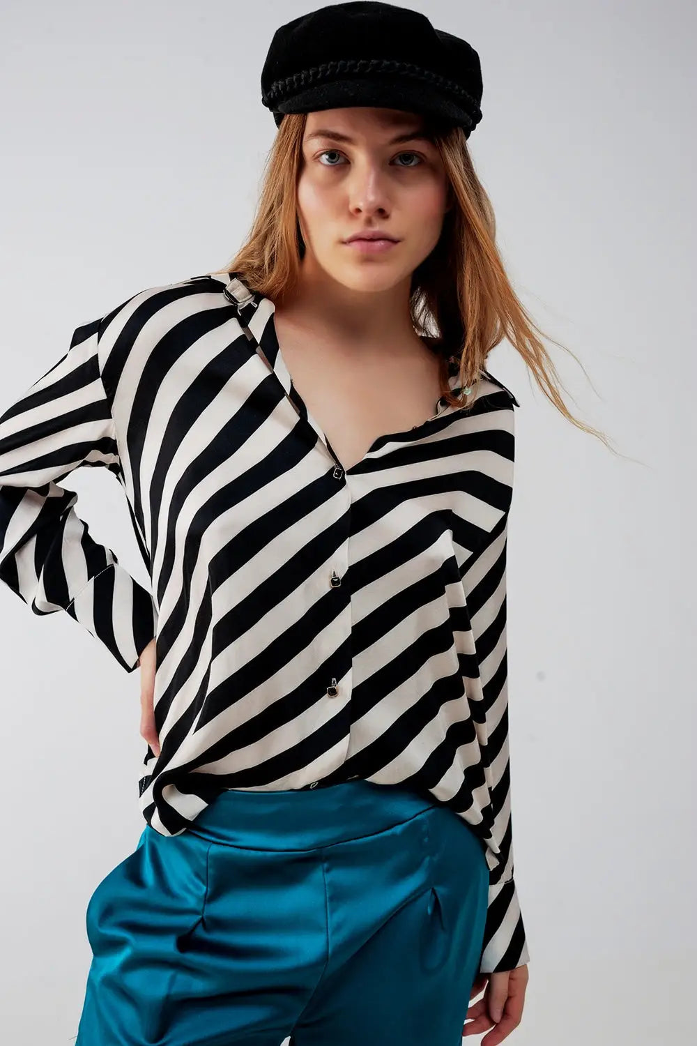 Chemise oversize boutonnée à rayures - Tee-Shirt