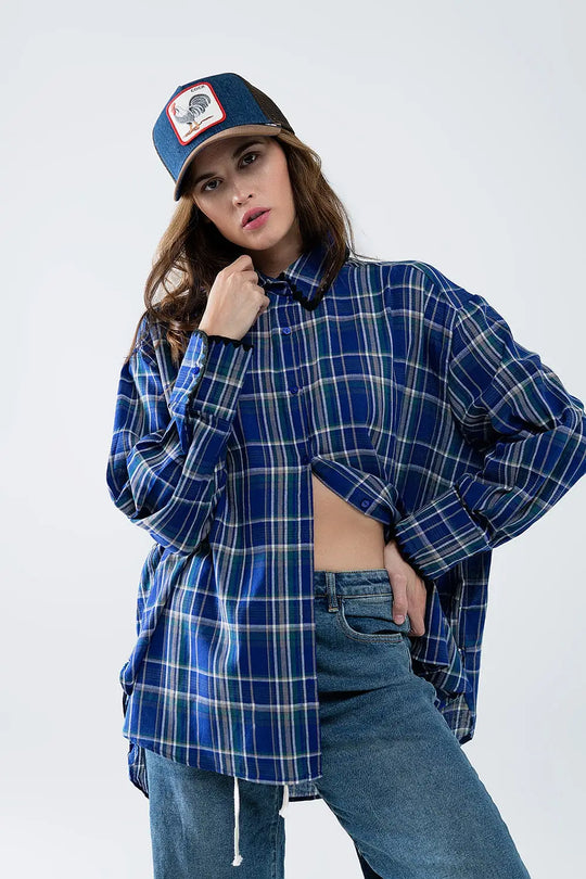 Chemise oversize de bûcheron en bleu - Tee-Shirt