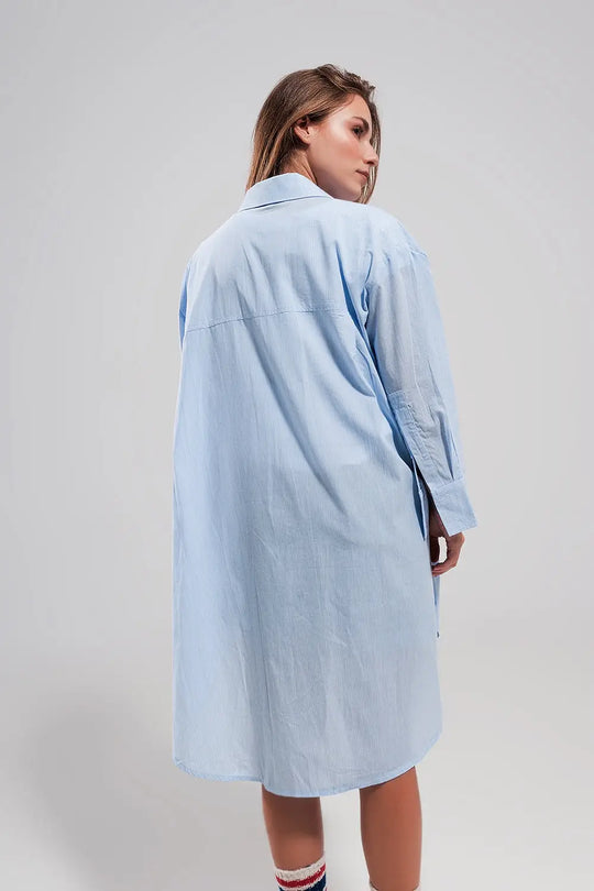 Chemise oversize en coton bleu clair - Tee-Shirt