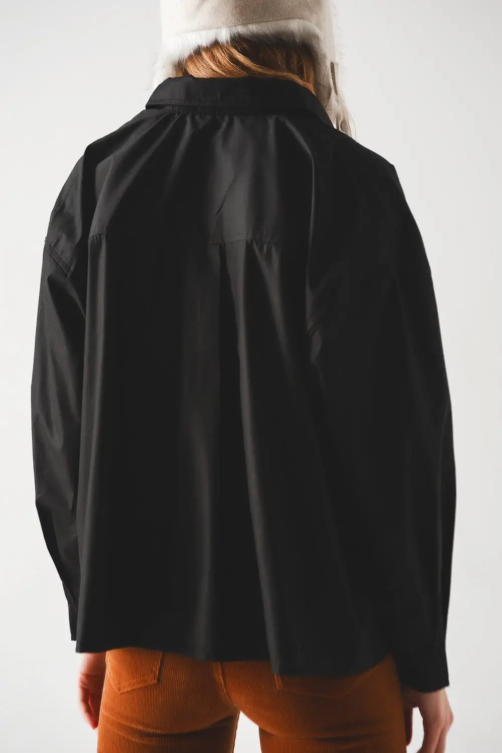 Chemise oversize en coton mélangé noire - Tee-Shirt