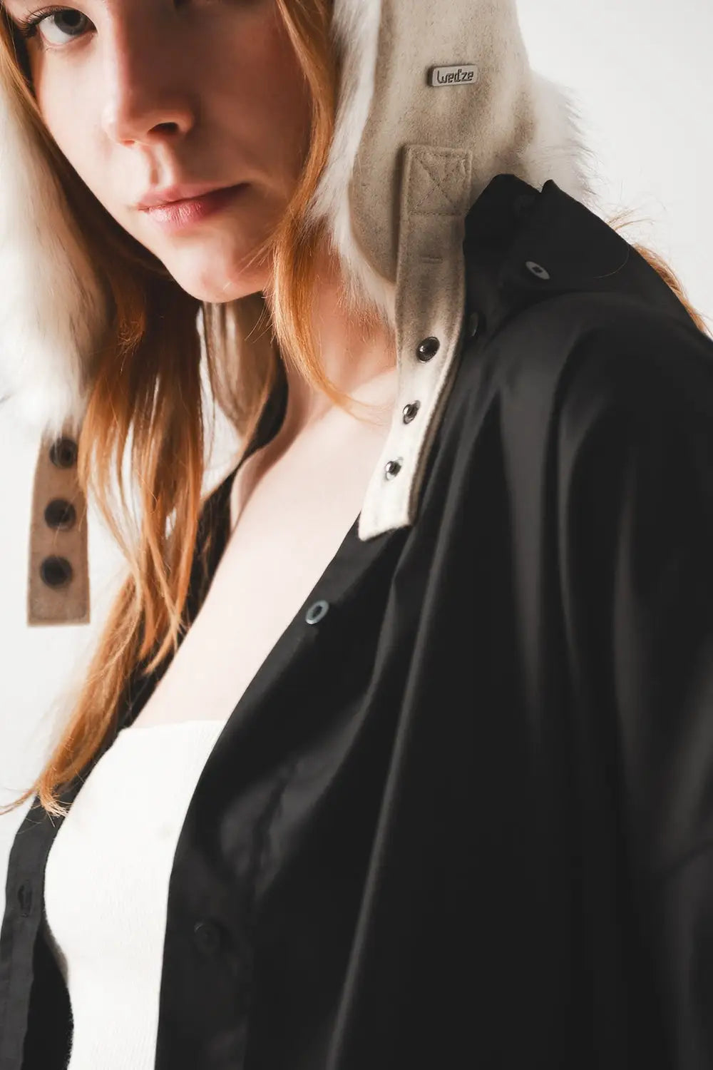Chemise oversize en coton mélangé noire - Tee-Shirt