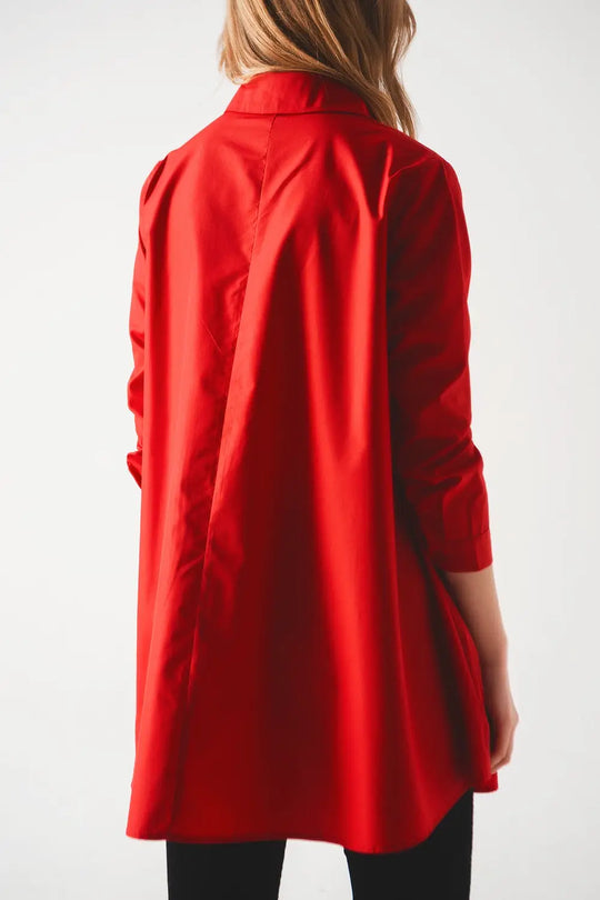 Chemise oversize en rouge vif - Tee-Shirt