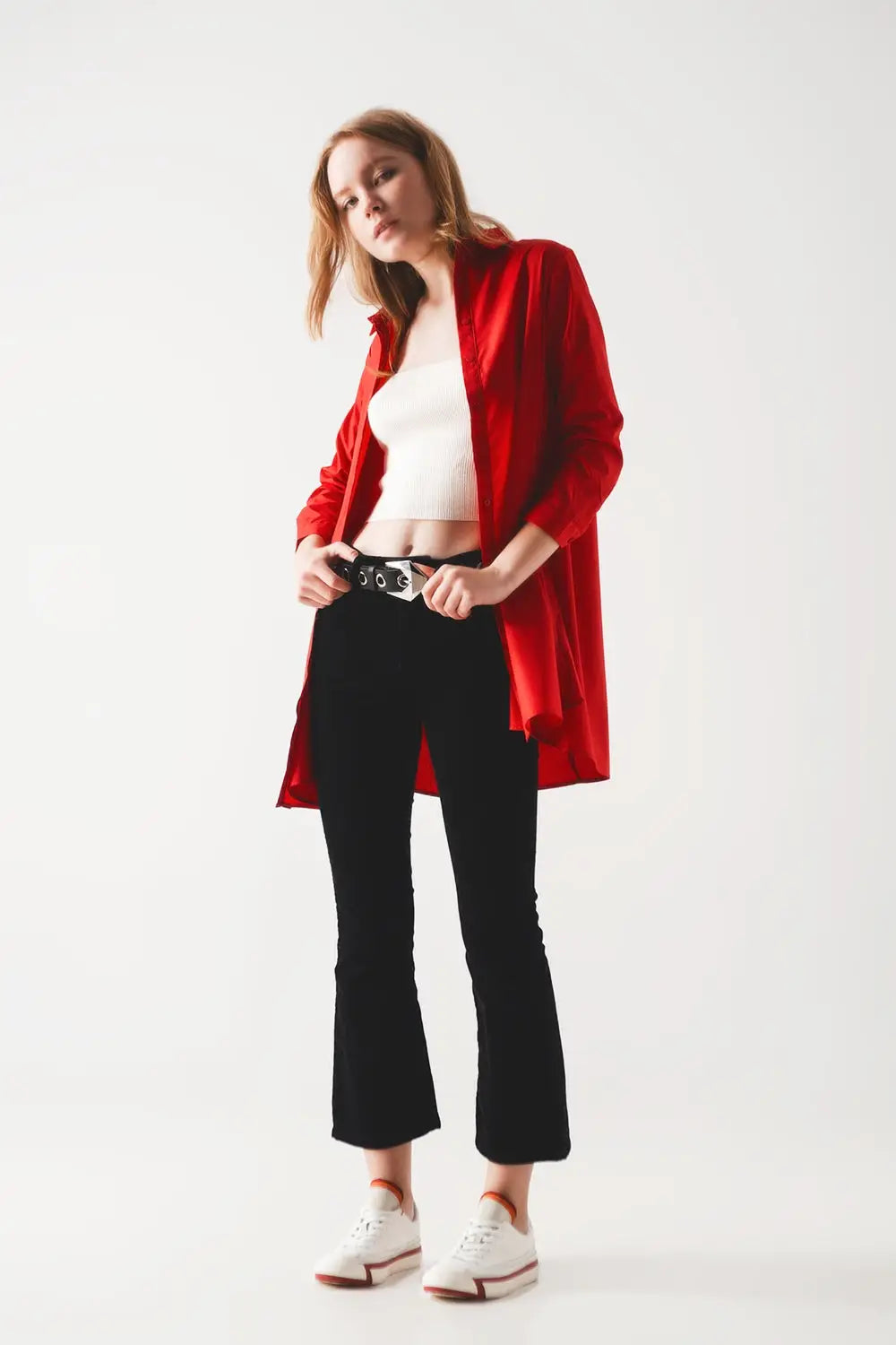 Chemise oversize en rouge vif - Tee-Shirt