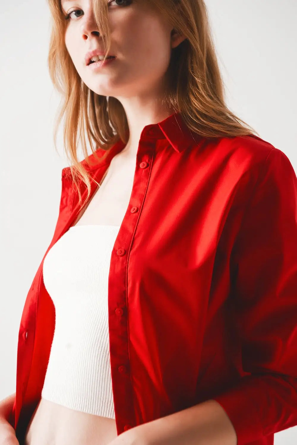 Chemise oversize en rouge vif - Tee-Shirt