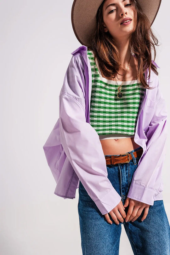 Chemise poplin oversize décontractée Lilas - Tee-Shirt
