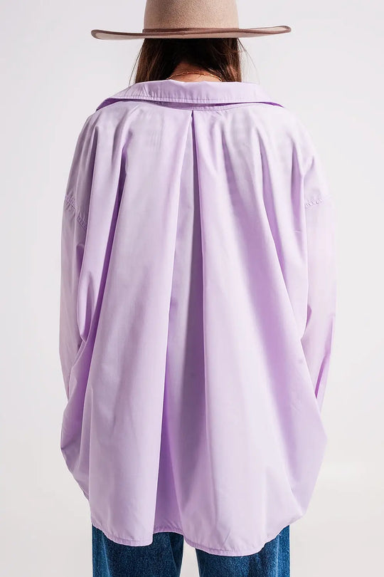 Chemise poplin oversize décontractée Lilas - Tee-Shirt