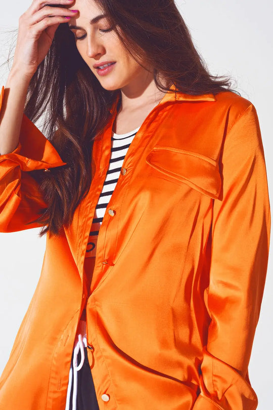 Chemise relaxed en rayon Orange vif - Tee-Shirt