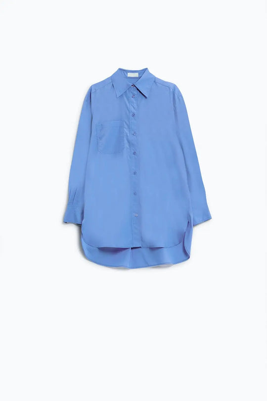 Chemise super surdimensionnée à taille basse en bleu - Tee-Shirt