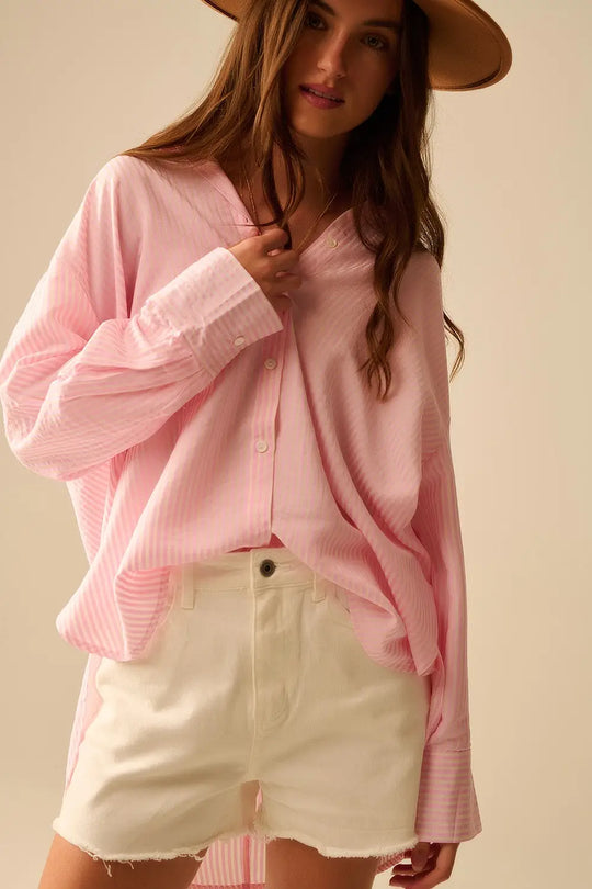 chemise surdimensionnée rose bébé avec nœud dans le dos - Tee-Shirt