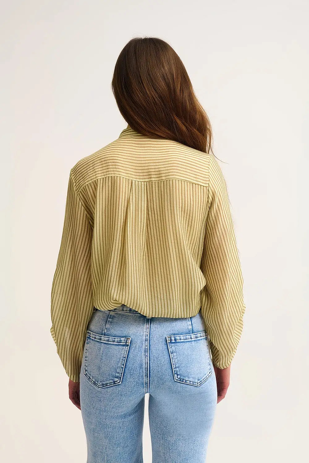 Chemisier à boutons en mousseline rayée coupe décontractée et texture douce - Tee-Shirt