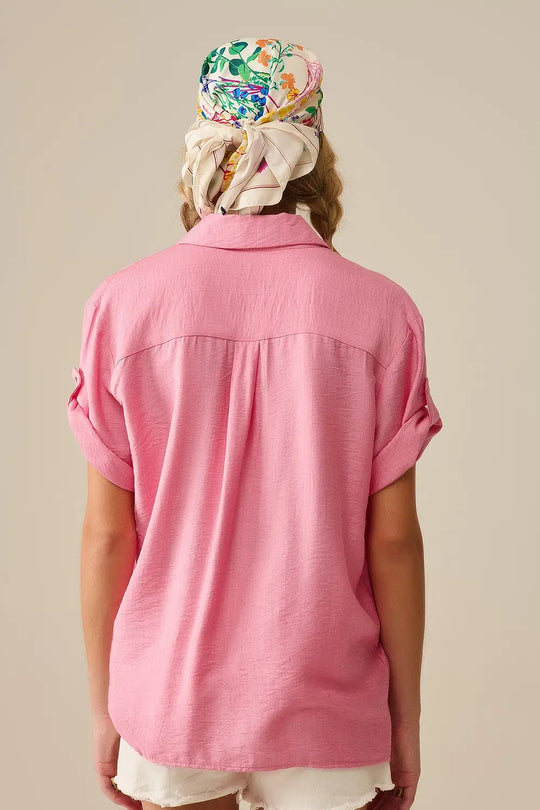 Chemisier à manches courtes en rose clair - Tee-Shirt