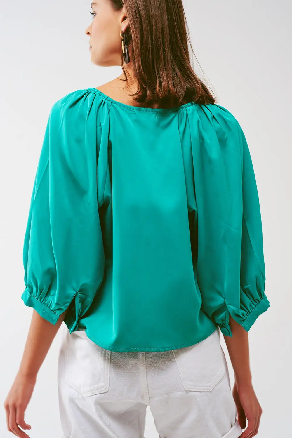Chemisier court boutonné en vert - Tee-Shirt