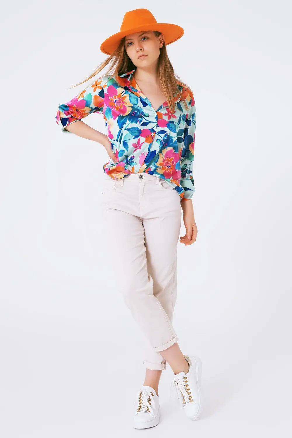 chemisier en satin doux à imprimé fleuri - Tee-Shirt