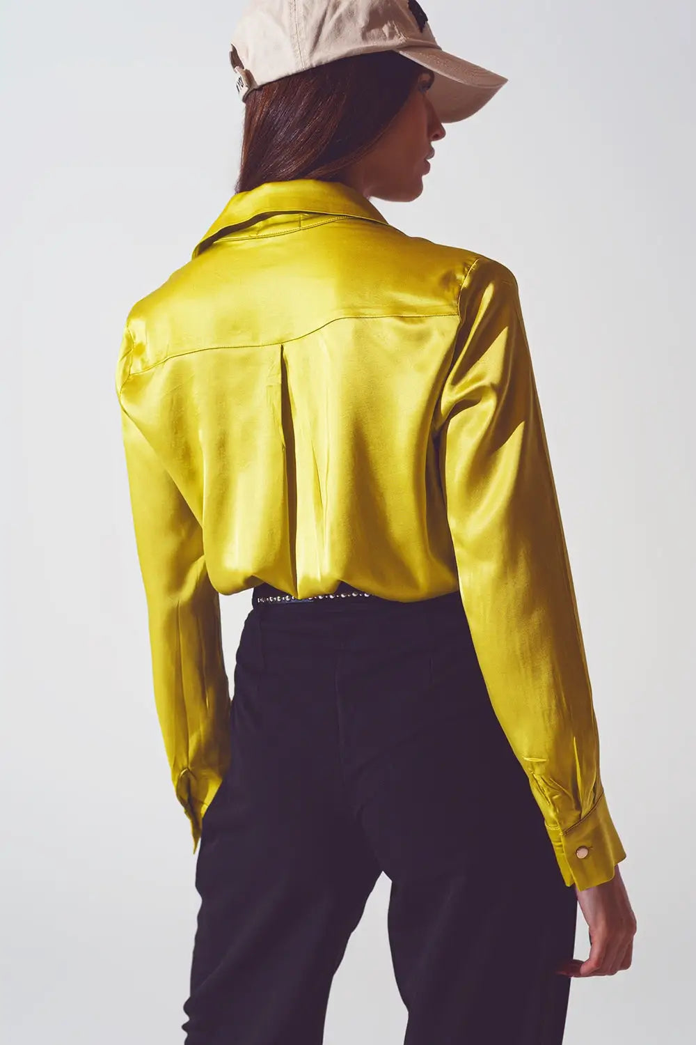 chemisier en satin vert citron - Tee-Shirt