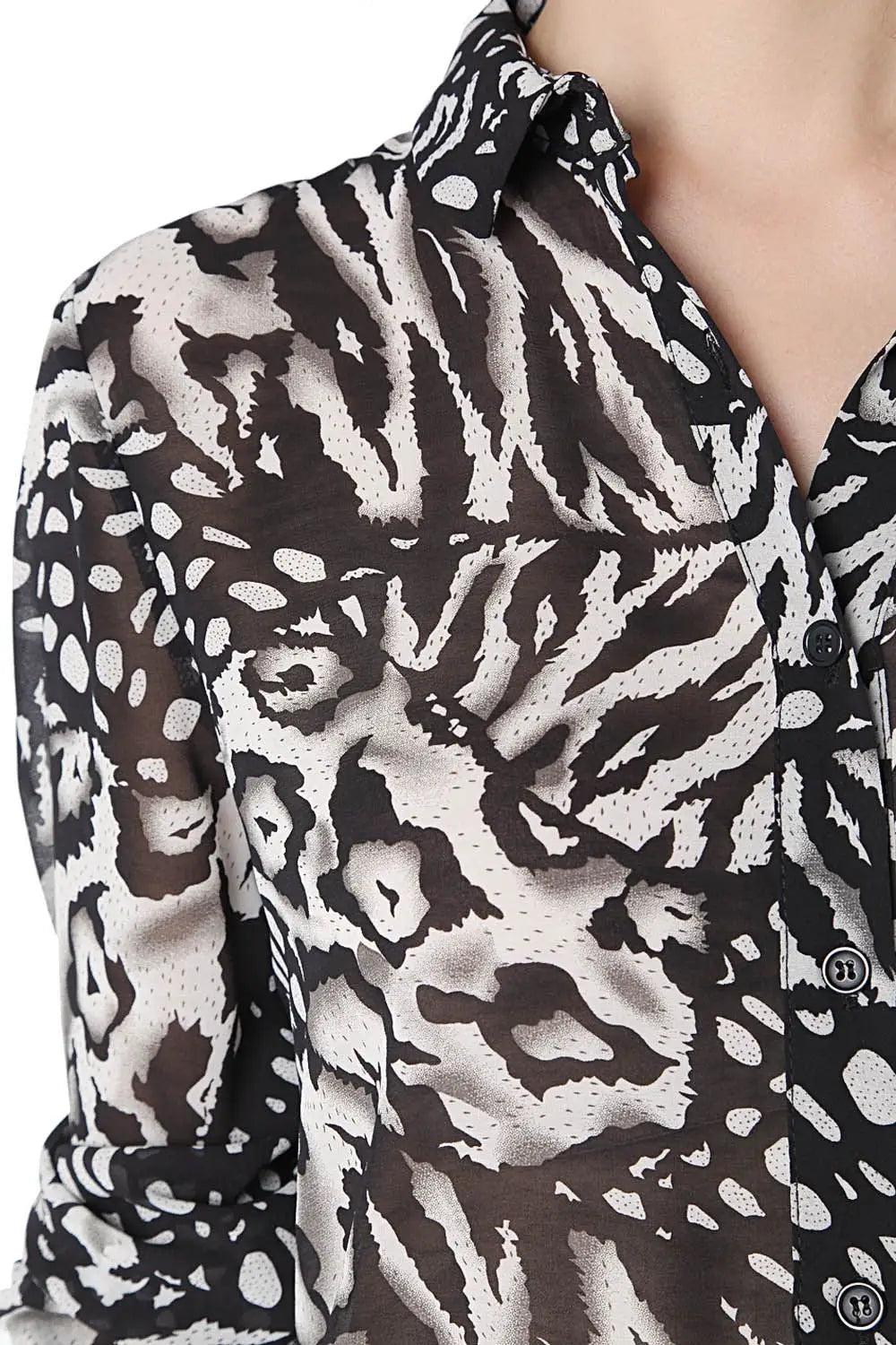 Chemisier long en mousseline avec imprimé animal - Tee-Shirt