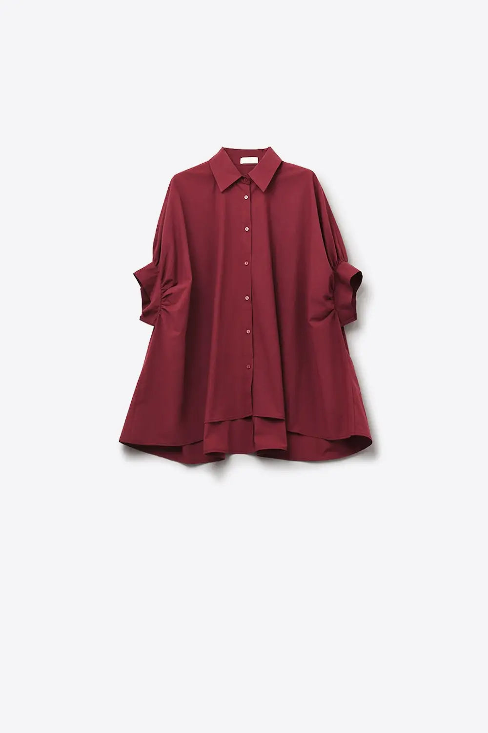 Chemisier oversize bordeaux à manches courtes - Tee-Shirt
