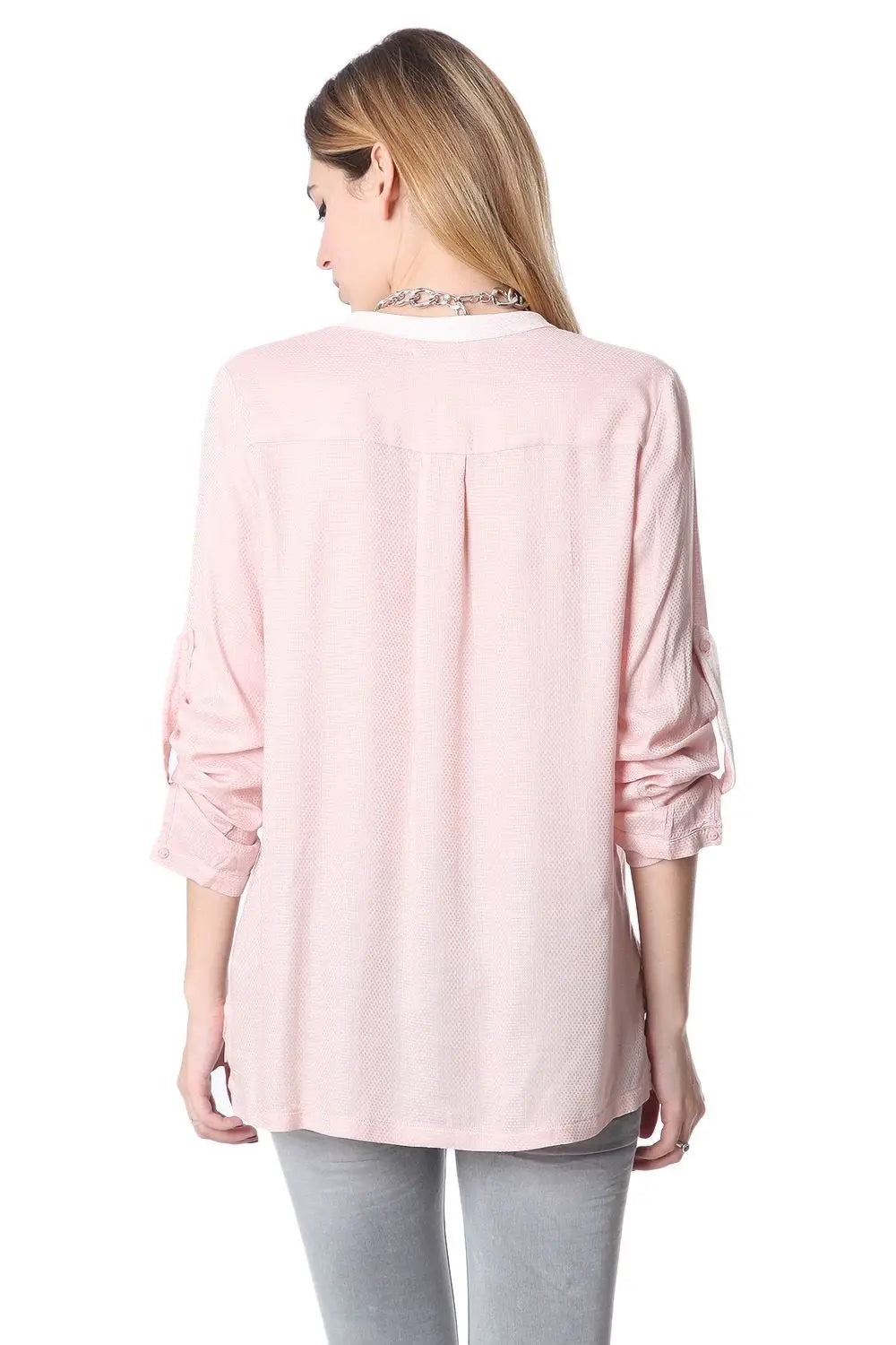 Chemisier rose avec col en V - Tee-Shirt