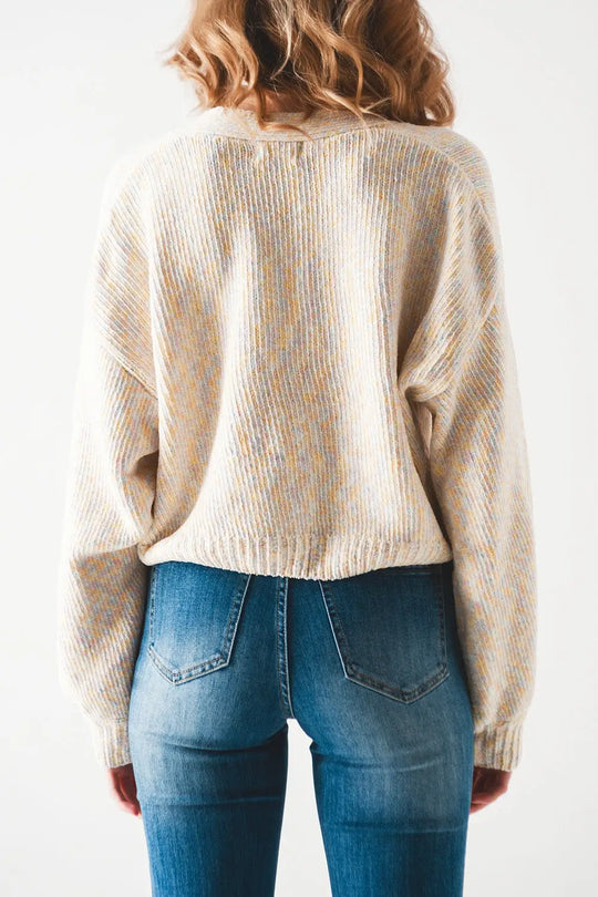Chenille knit cardi in beige - One Size / Beige - Sweaters