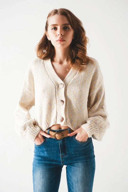 Chenille knit cardi in beige - One Size / Beige - Sweaters