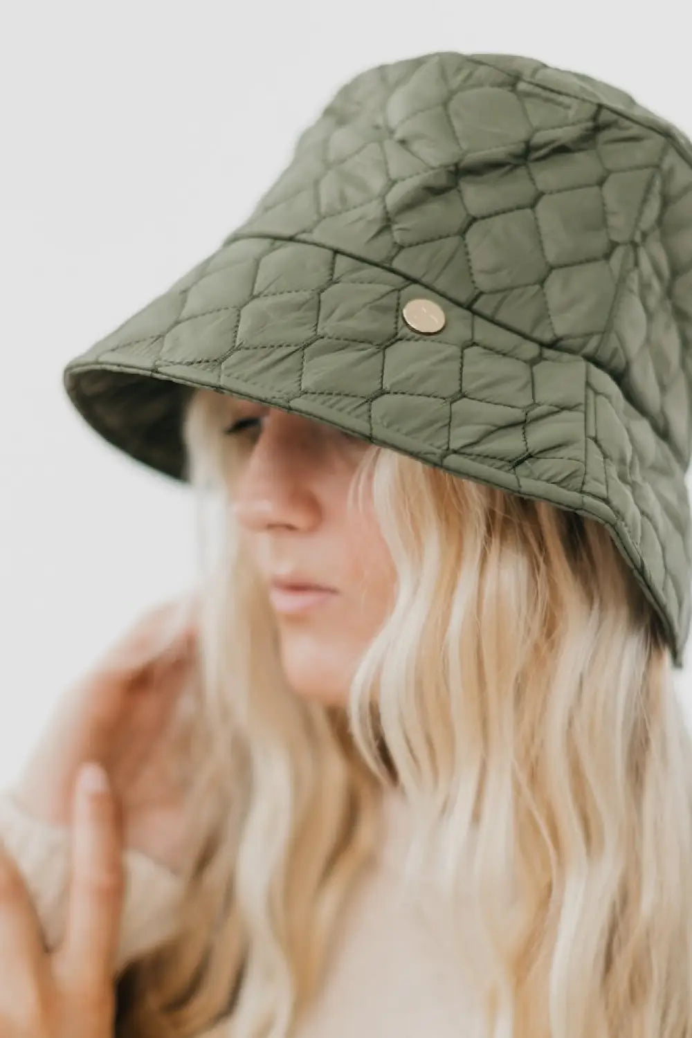 Chiara Quilted Bucket Hat - Olive - Bucket Hat