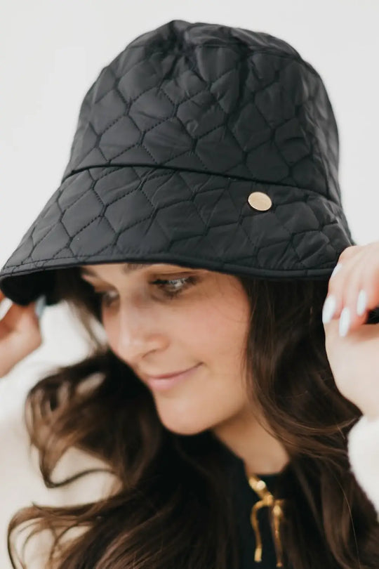 Chiara Quilted Bucket Hat - Black - Bucket Hat