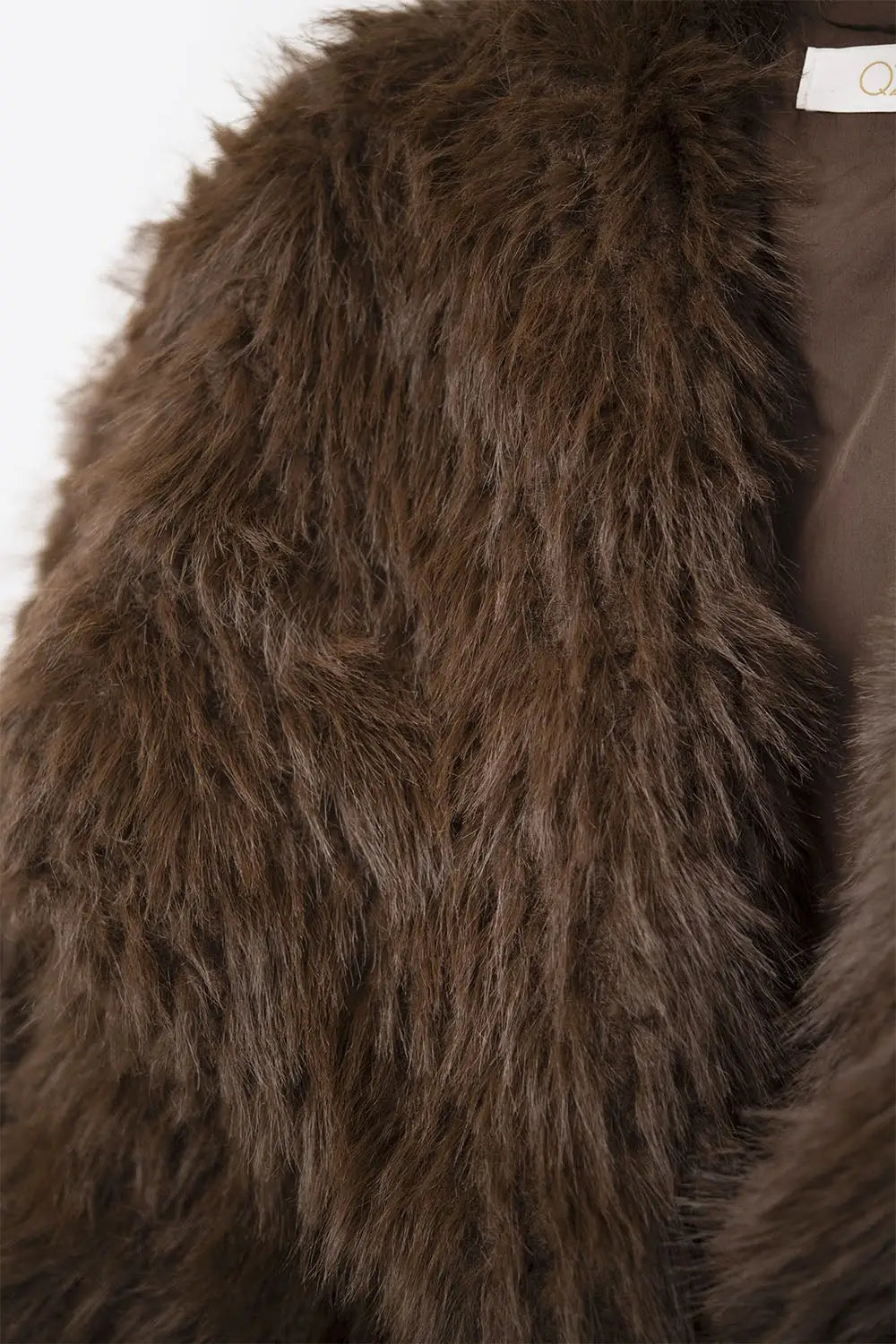 Chic brown Faux Fur Jacket with a wide neck - Coats and Jackets