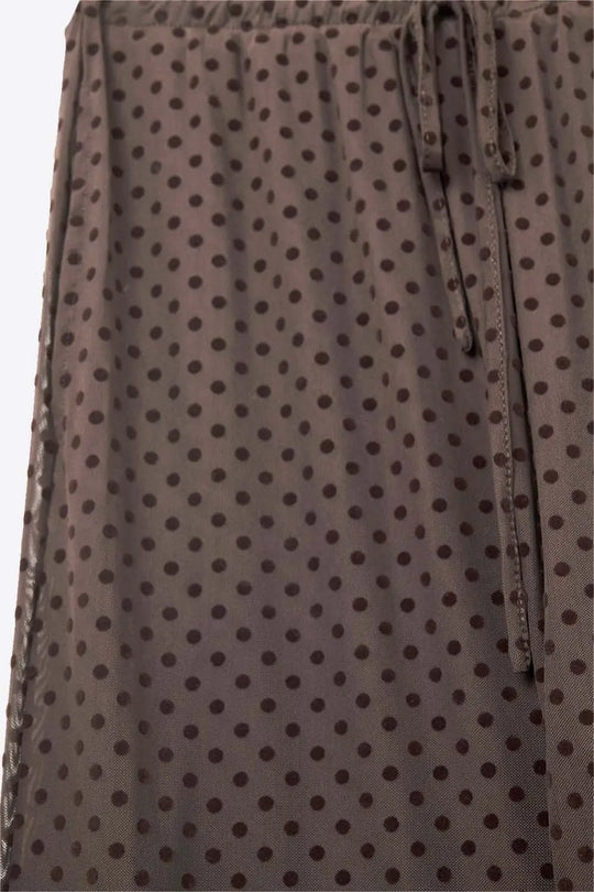 Chic Brown Sheer Polka Dot Pants with side pockets - Pants